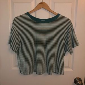 Teal Striped Crop Top
